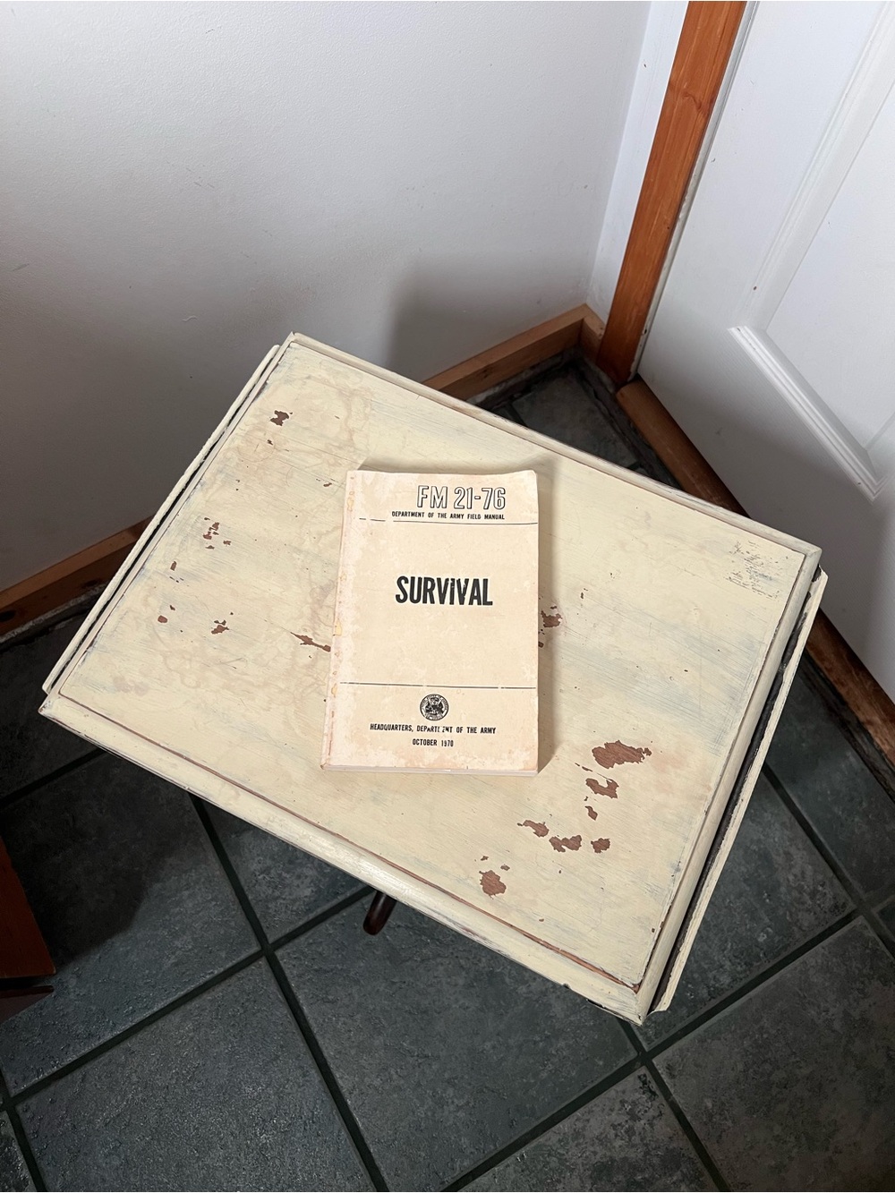 Vintage 'Survival' Military Field Manual Book - Cream